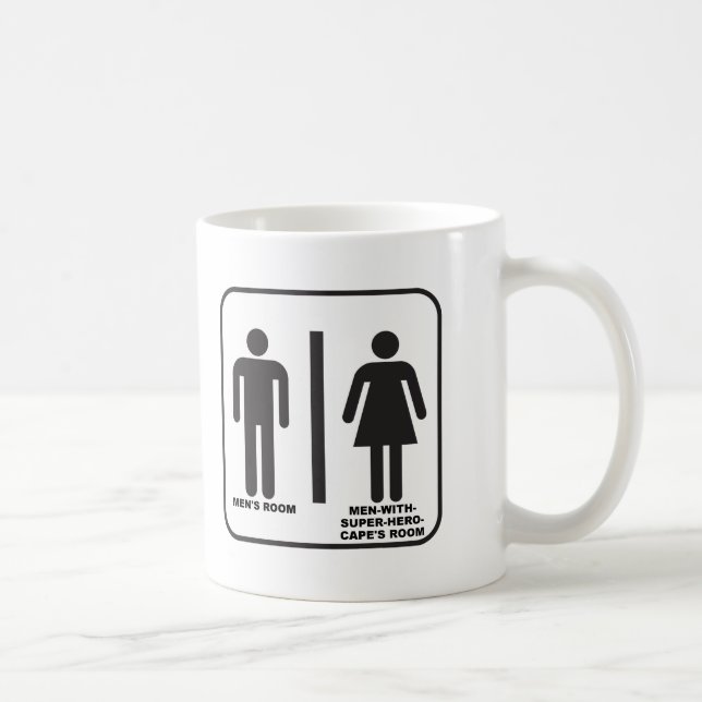 Superhelden Badezimmer Lustiger Becher Kaffeetasse (Rechts)