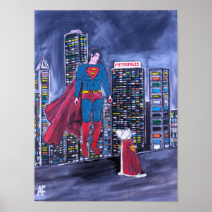 Superhelden Best Friend Painting von Alfred Fox Poster