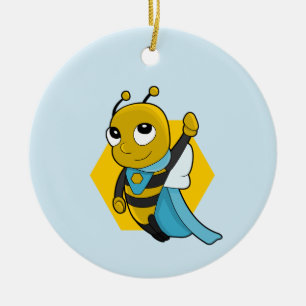 Superhelden-Bienen-Cartoon Keramik Ornament