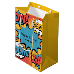 Superhelden-Comic-Book-Pop-Art-Jungen-Geburtstagsf Mittlere Geschenktüte