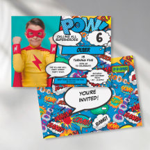 Superhelden-Comic-Geburtstagsfeier Blaues Foto-Ein