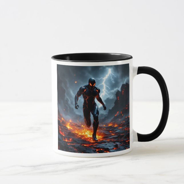 Superhelden durch die Lava. Tasse (Rechts)