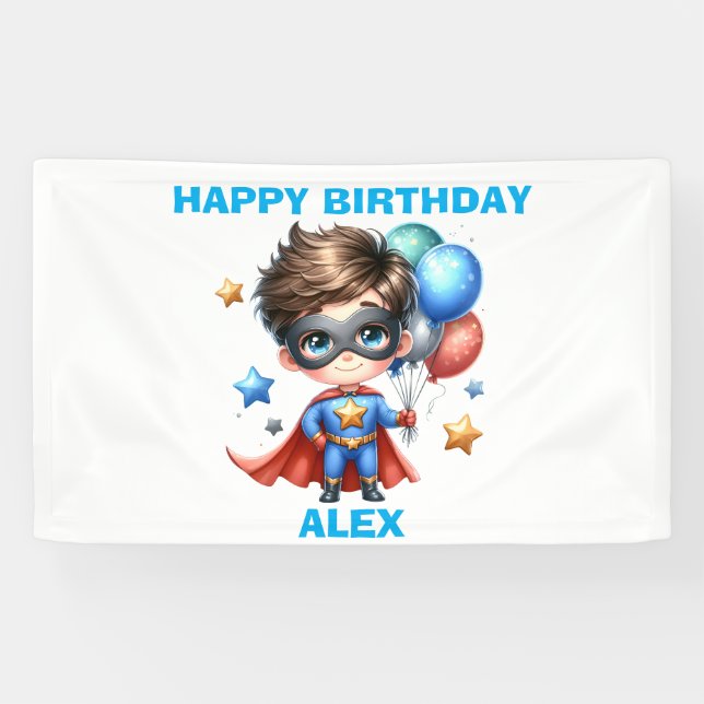 Superhelden-Geburtstagsbanner | Kinderparty-Dekora Banner (Horizontal)