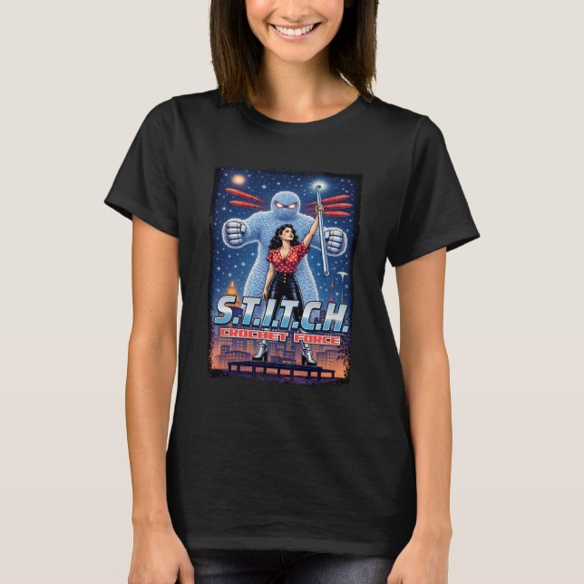 Superhelden-Häkelnadel-Science-Fiction-Comicbuch T-Shirt (Vorderseite)