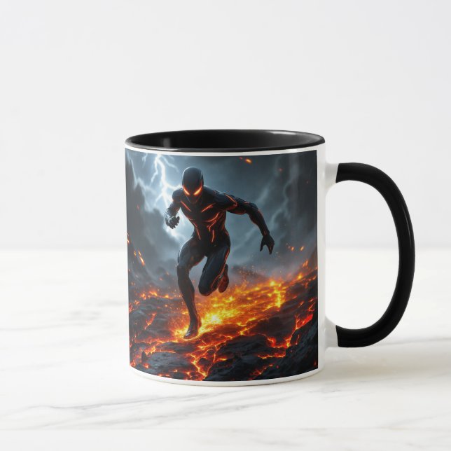 Superhelden in High-Tech-Hosenanzug. Tasse (Rechts)