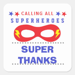 Superhelden Party Super Danke Quadratischer Aufkleber