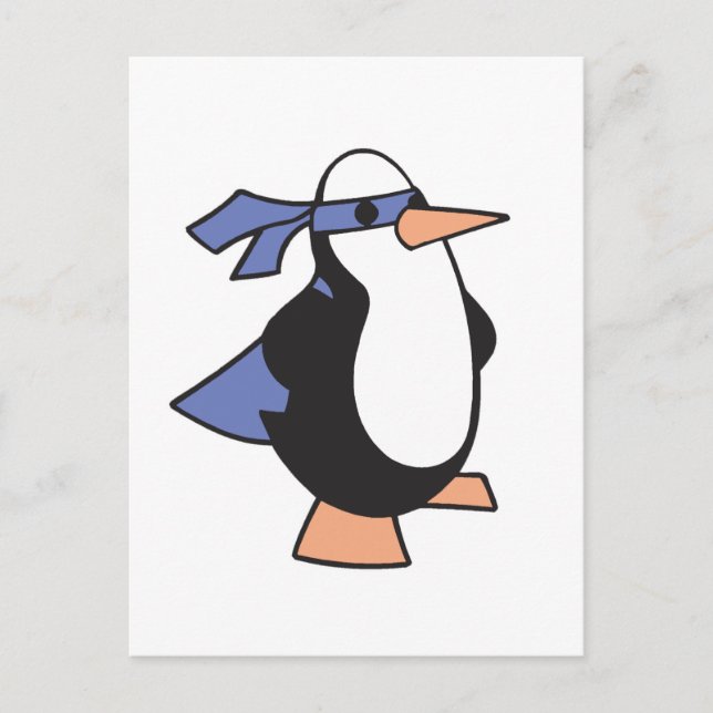 Superhelden Pinguin Postkarte (Vorderseite)
