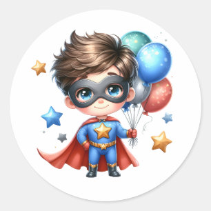 Superhelden-Rundsticker Kindergeburtstagsfeier Runder Aufkleber