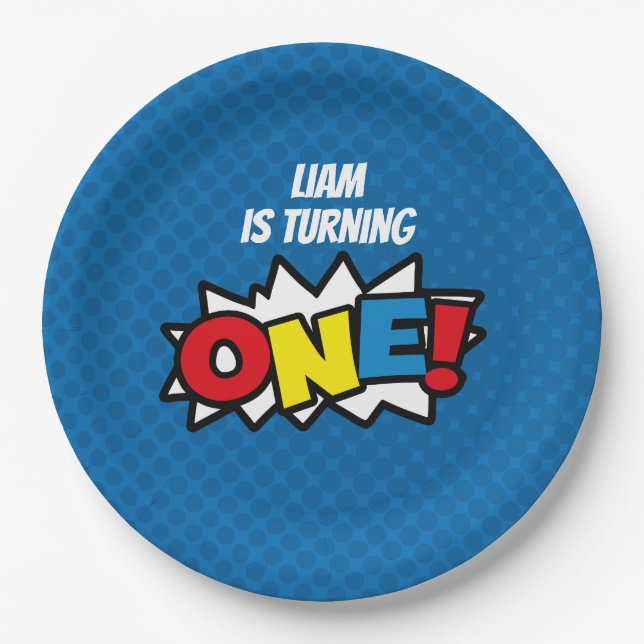 Superhero 1. Birthay, PapierTeller (Vorderseite)