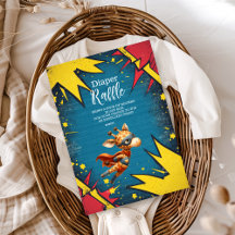 Superhero Animals Boy Baby Shower Diapper Raffle