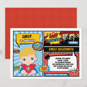 Superhero Baby Boy Dusche / Comic Buch Blonde Hair Einladung