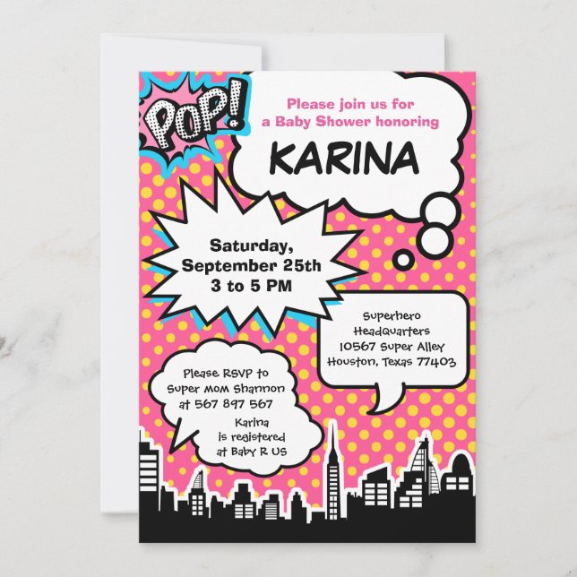 Superhero Baby Dusche Party Einladung (Vorderseite)