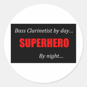 Superhero Bass Clarinet Runder Aufkleber