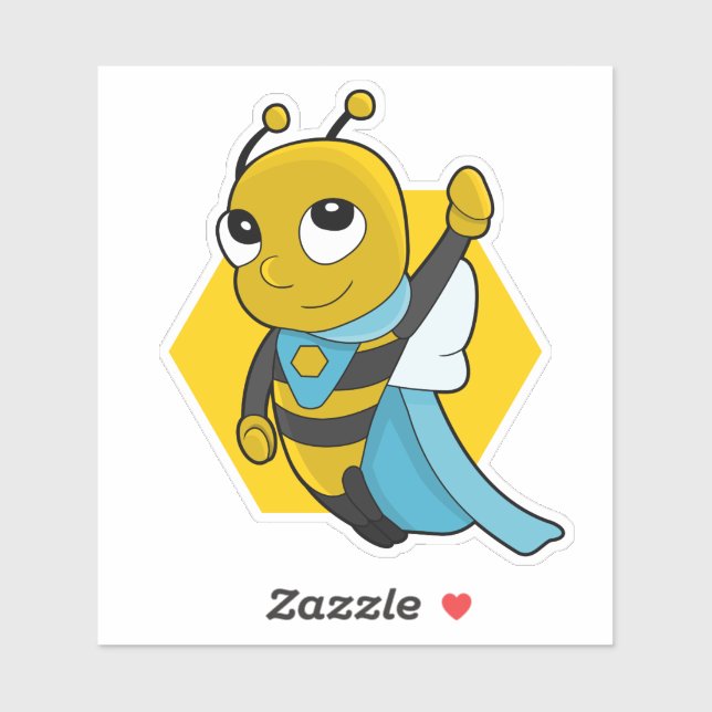 Superhero bee cartoon Custom-Cut Vinyl Sticker (Blatt)