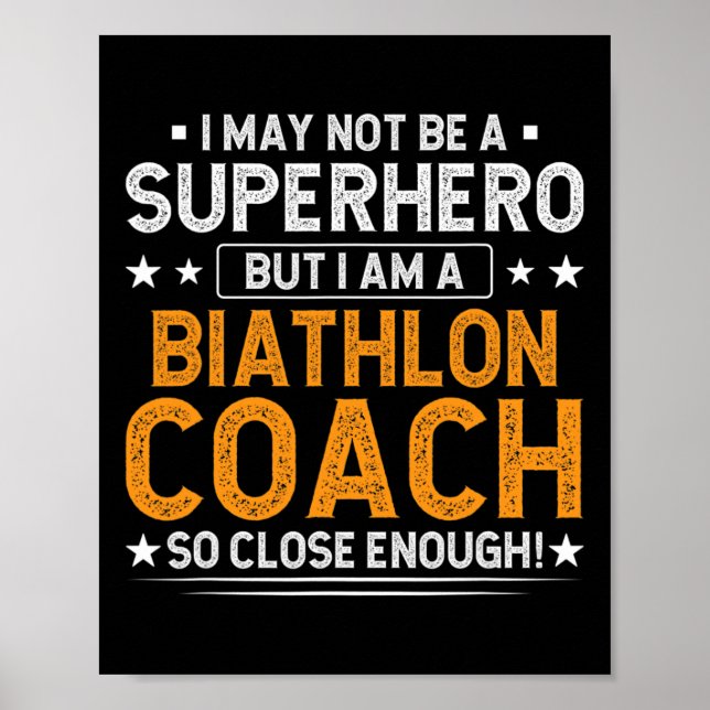 Superhero Biathlon Coach Funny Lucco Poster (Vorne)