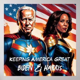 Superhero Biden und Harris Behielt Amerika Groß Poster