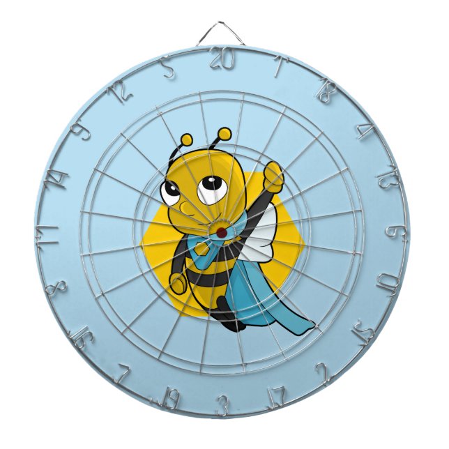 Superhero Biene Cartoon Dartboard Dartscheibe (vorne)