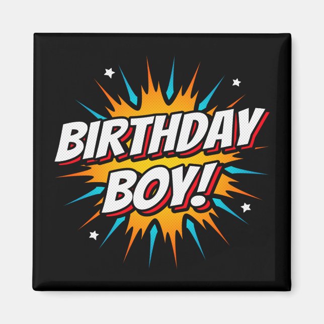 Superhero Birthday Boy Comic Spaß Kinder Comic Par Magnet (Vorne)