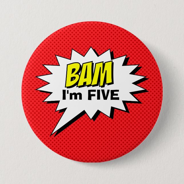 Superhero Birthday Button - Red Dot - Bearbeitbare (Vorderseite)