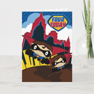 Superhero Birthday Card in City Scene Karte