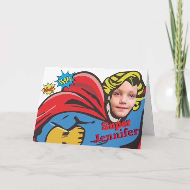 Superhero Birthday Girl Comic ⚡ Special Kid Karte (Vorderseite)