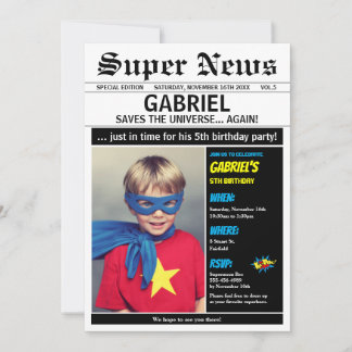 Superhero Birthday Party Boy Girl Picture Foto Einladung