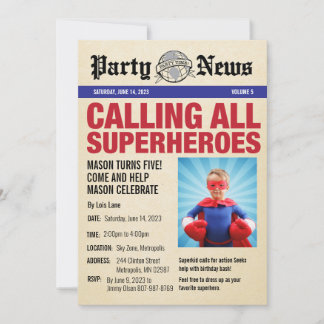 Superhero Birthday Party Foto Einladung ・ News