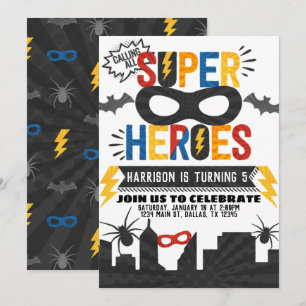 Superhero Birthday Party Themed Einladung