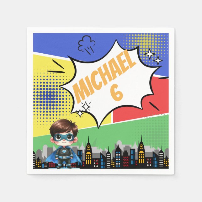 Superhero Birthday Serviette (Vorderseite)