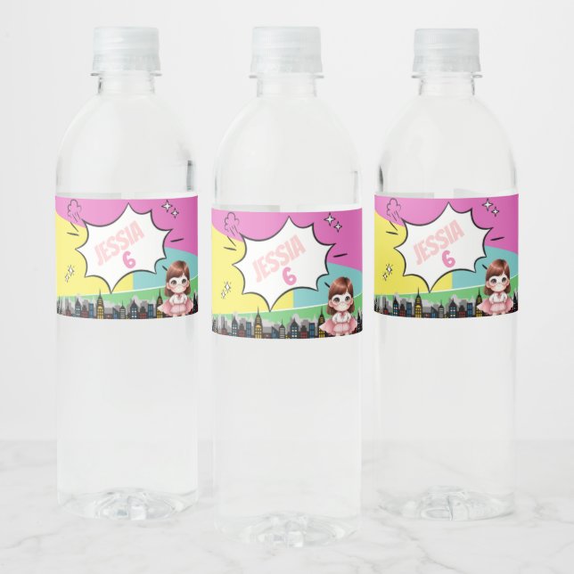 Superhero Birthday Wasserflaschenetikett (Flaschen)