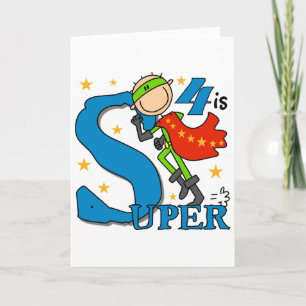 Superhero Boy 4. Geburtstag Shirts und Geschenke Karte