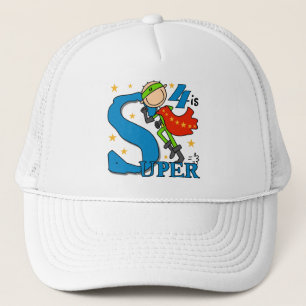 Superhero Boy 4. Geburtstag Shirts und Geschenke Truckerkappe