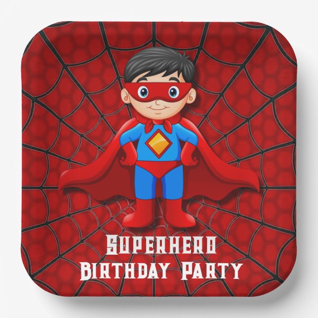 SuperHero Boy Birthday Party Pappteller (Vorderseite)