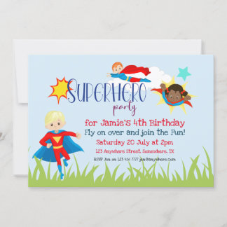 Superhero Boy/Girl Birthday Party Einladung