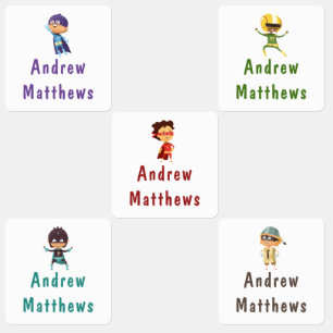 Superhero Boy Personalisierter Name Kleidung Etiketten