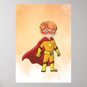 Superhero Boy Red Cape ! Mutige Kinder Wand Kunst