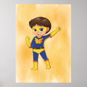 Superhero Boy Yellow Anzug ! Fun Kids Printable Ar Poster
