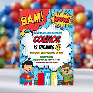 Superhero Boys Birthday Party Invitation Einladung