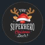 Superhero Christmas Deer Pjs Xmas Familie Matching Runder Aufkleber<br><div class="desc">Superhero Christmas Deer Pjs Xmas Familie Matching</div>