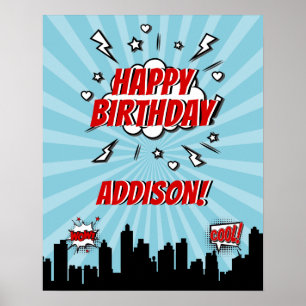 Superhero Comic Birthday Party Poster
