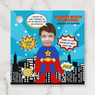 Superhero Comic Book Style Boy Birthday Foto Geschenkanhänger