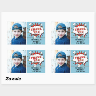 Superhero Comic Boy Birthday Foto Vielen Dank Rechteckiger Aufkleber