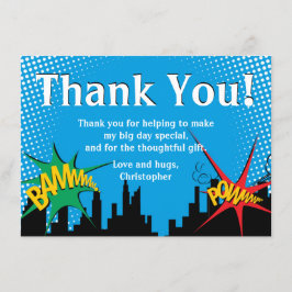 Superhero Comic Boys Geburtstagsparty Danke