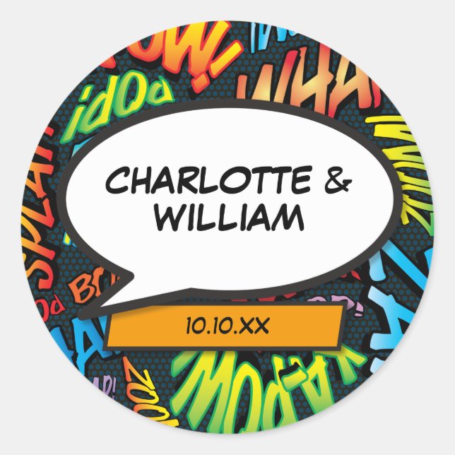 Superhero Comic Buch Retro-Sprechblase Runder Aufkleber (Vorderseite)