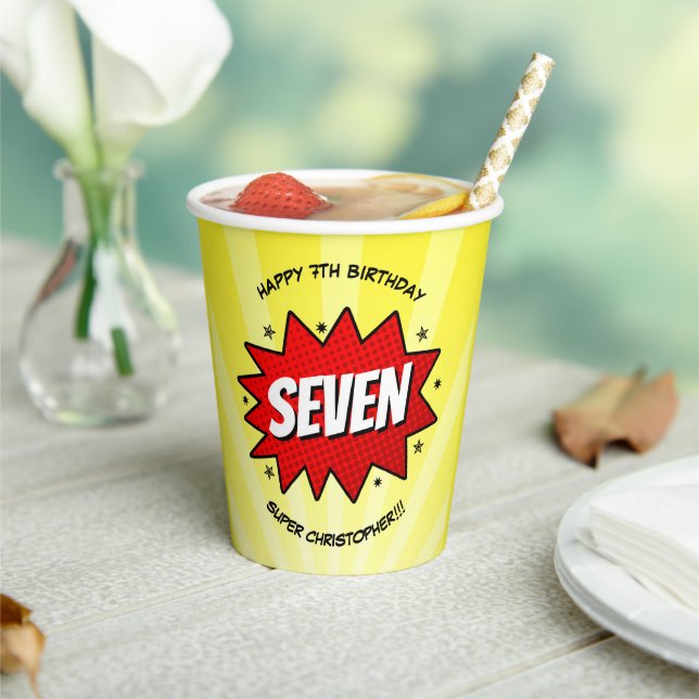 Superhero Comic buchen jedes Alter Geburtstag Pappbecher (In Situ)