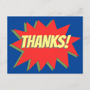 Superhero Comic Danke Postcard Postkarte