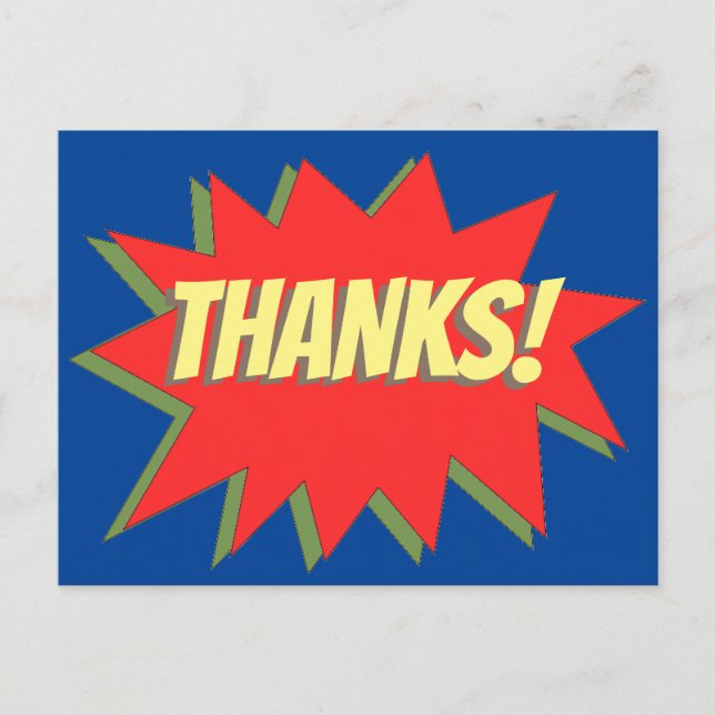 Superhero Comic Danke Postcard Postkarte (Vorderseite)