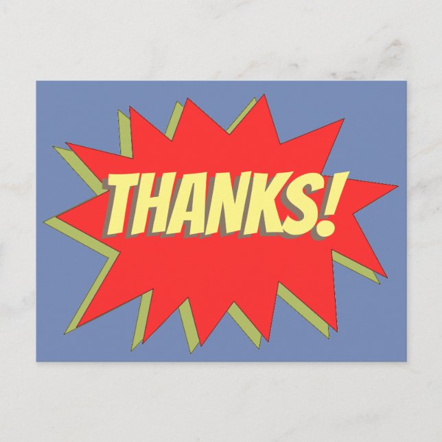 Superhero Comic Danke Postkarte (Vorderseite)