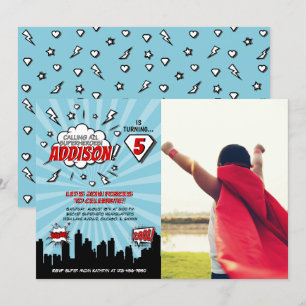 Superhero Comic Geburtstagsparty Foto Einladung