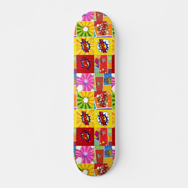 Superhero Comic Pop Hintergrund Skateboard (Vorne)